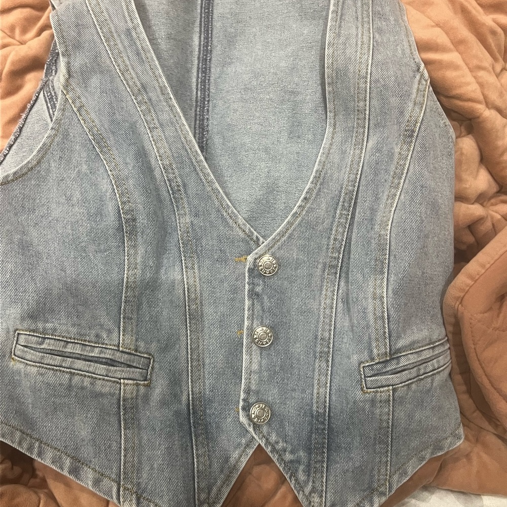 Denim Vest with Button Detail